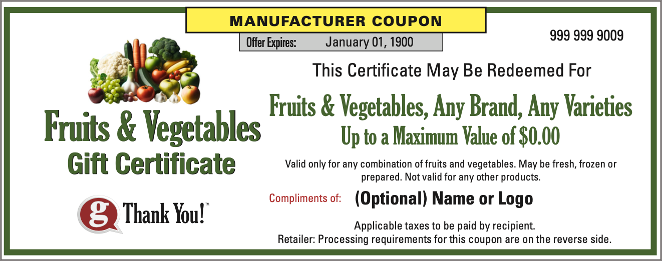 gThankYou! Fruit & Vegetable Gift Certificate